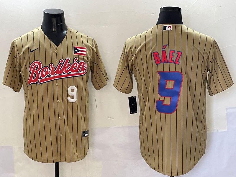 Men Puerto Rico 9 Baez Brown Stripe Joint Name 2025 Nike MLB Jersey style 2
